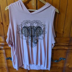 Cold Shoulder Hooded Shirt